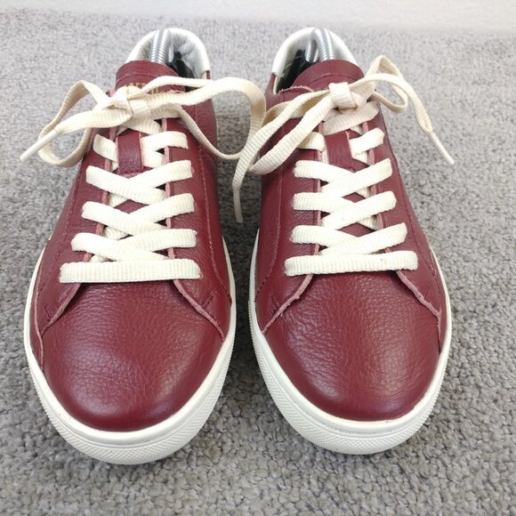 Soludos Ibiza Sneakers Womens Size 8 Shoes Low Top Red Burgundy Leather - Picture 7 of 11